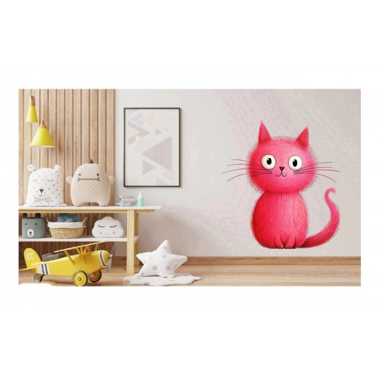 Sticker decorativ, Pisica, Roz, 61 cm, 1358STK-6 Sticker decorativ, Pisica, Roz, 61 cm, 1358STK-6
