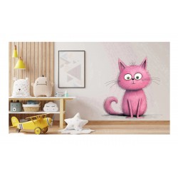 Sticker decorativ, Pisica, Roz, 61 cm, 1358STK-7
