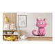 Sticker decorativ, Pisica, Roz, 61 cm, 1358STK-7