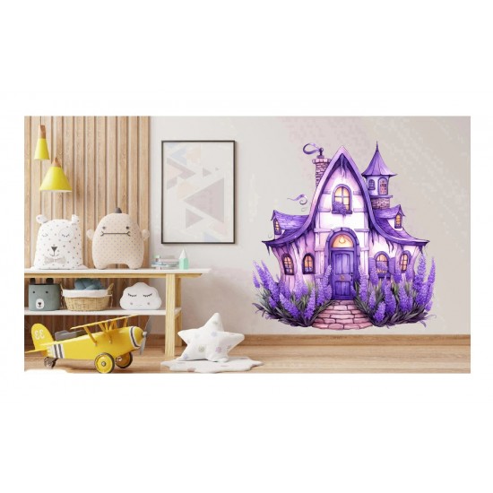 Sticker decorativ, Casa cu Lavanda, Mov, 61 cm, 1361STK-10