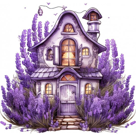 Sticker decorativ, Casa cu Lavanda, Mov, 62 cm, 1361STK-7 Sticker decorativ, Casa cu Lavanda, Mov, 62 cm, 1361STK-7