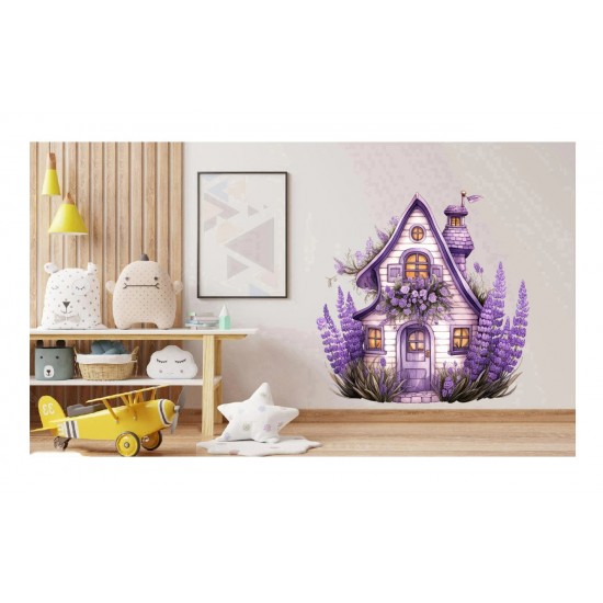 Sticker decorativ, Casa cu Lavanda, Mov, 60 cm, 1361STK-8