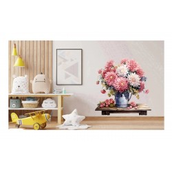 Sticker decorativ, Flori Crizanteme, Roz, 61 cm, 1363STK