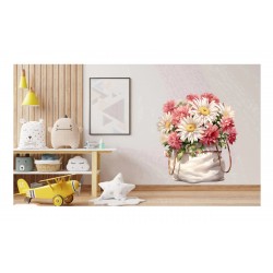 Sticker decorativ, Flori Crizanteme, Alb, 68 cm, 1363STK-12