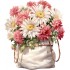 Sticker decorativ, Flori Crizanteme, Alb, 68 cm, 1363STK-12