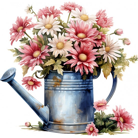 Sticker decorativ, Flori Crizanteme, Roz, 61 cm, 1363STK-14