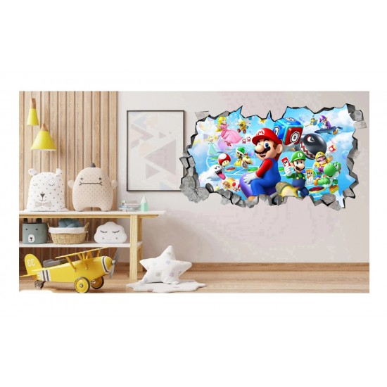 Sticker decorativ, Mario, Albastru,1365STK-2