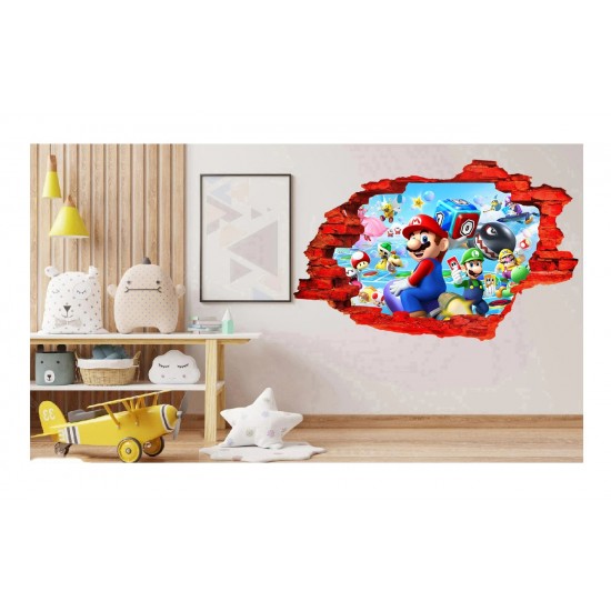Sticker decorativ, Mario, Albastru,1365STK-3