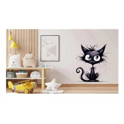 Sticker decorativ, Pisica, Negru, 1366STK