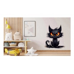 Sticker decorativ, Pisica, Negru, 1366STK-11