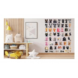 Sticker decorativ, Colaj cu Pisicute, 53 stickere, Negru, 1366STK-13