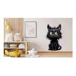 Sticker decorativ, Pisica, Negru, 1366STK-4