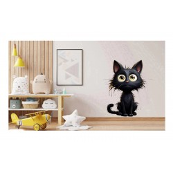 Sticker decorativ, Pisica, Negru, 1366STK-5