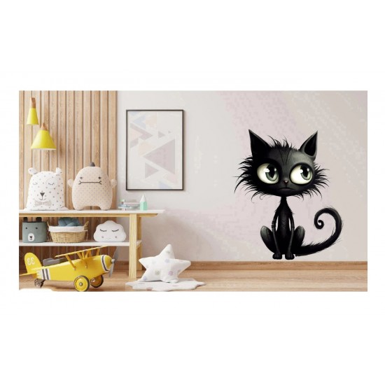 Sticker decorativ, Pisica, Negru, 1366STK-6
