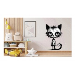 Sticker decorativ, Pisica, Negru, 1366STK-7