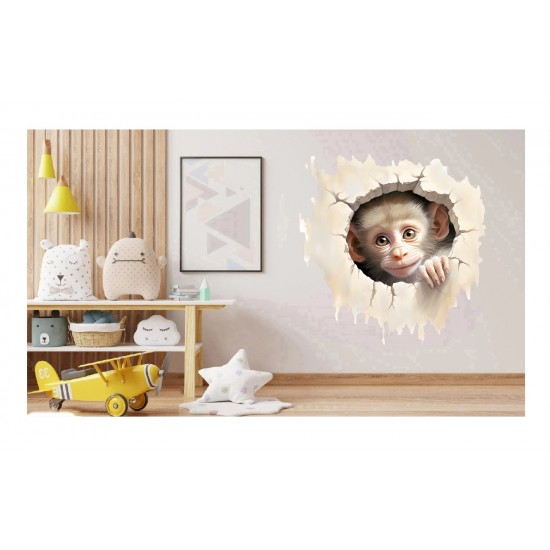 Sticker decorativ, Maimuta, Gri, 1375STK-5