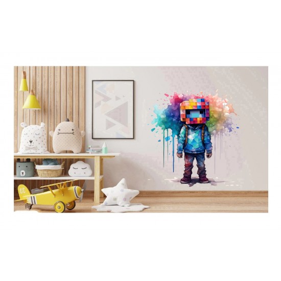 Sticker decorativ, Minecraft, Albastru, 1376STK