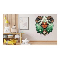 Sticker decorativ, Zodiac Taur, Verde, 1377STK-10