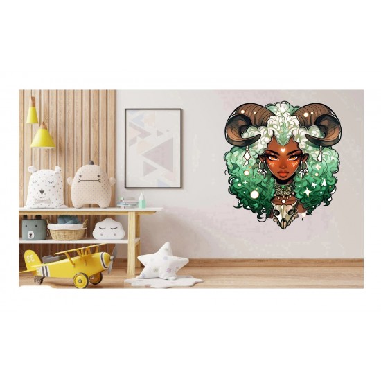 Sticker decorativ, Zodiac Taur, Verde, 1377STK-10