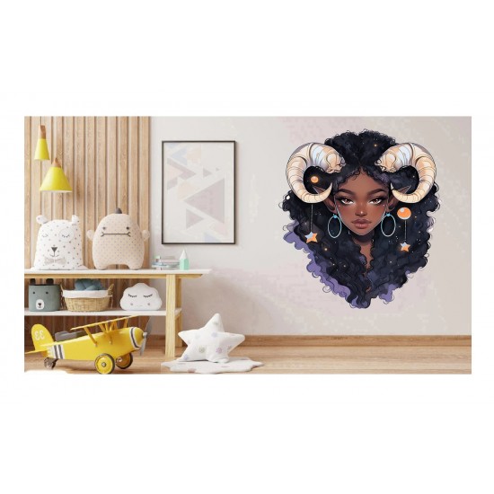 Sticker decorativ, Zodiac Capricorn, Negru, 1377STK-3