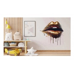 Sticker decorativ, Buze, Auriu, 60 cm, 1301STK-2