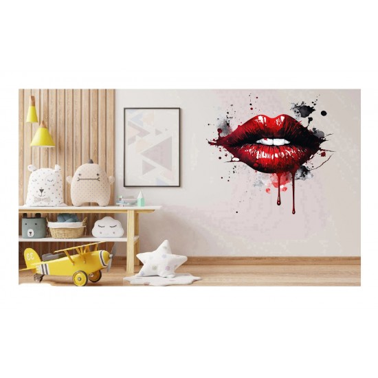 Sticker decorativ, Buze, Rosu, 60 cm, 1302STK-1