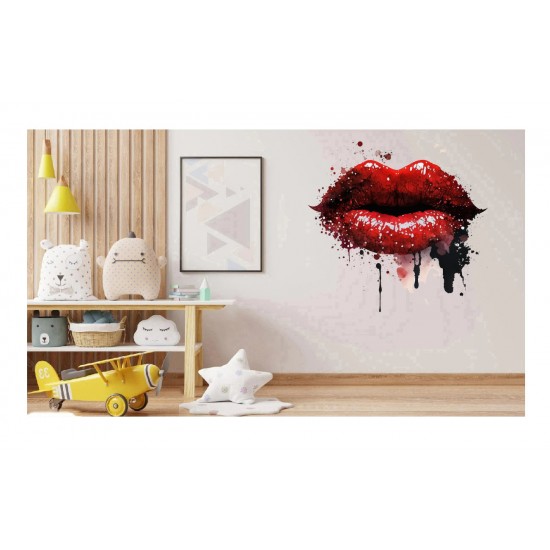 Sticker decorativ, Buze, Rosu, 60 cm, 1302STK-11