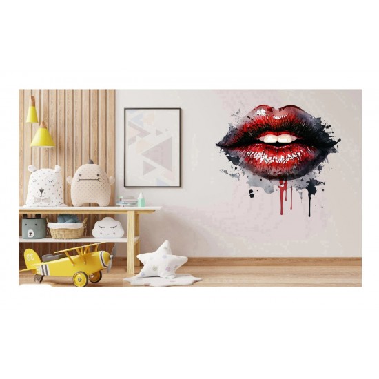 Sticker decorativ, Buze, Rosu, 60 cm, 1302STK-14
