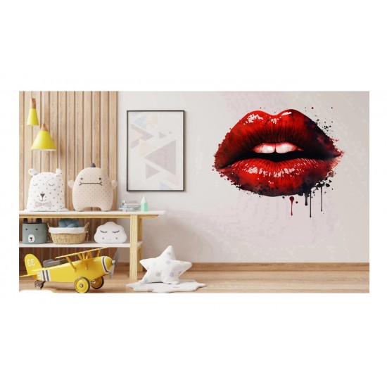 Sticker decorativ, Buze, Rosu, 60 cm, 1302STK-16