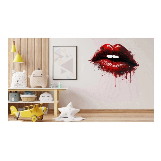 Sticker decorativ, Buze, Rosu, 60 cm, 1302STK-17