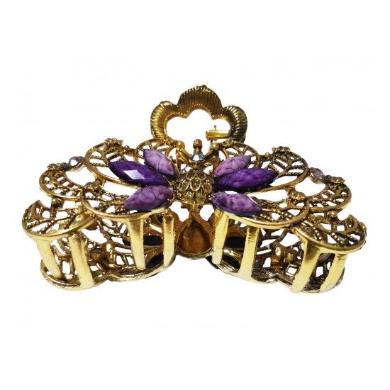 Clama de par in forma de Paun, Vintage, 7 cm, Mov, 89BJ