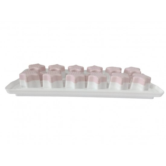 Cutie pentru cuburi de gheata cu capac in forma de stea, Roz, 12 cavitati, 3 cm, AK71-2