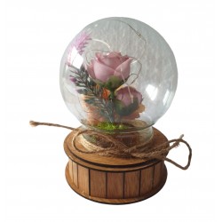 Aranjament floral cu Luminite si Muzicuta, Multicolor, 15 cm, MM9870C