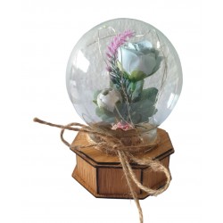 Aranjament floral cu Luminite si Muzicuta, Multicolor, 15 cm, MM9870D