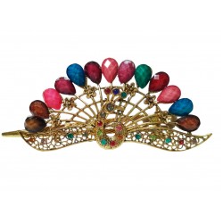 Clama de par in forma de Paun, Vintage, 12 cm, Multicolor, 66BJ