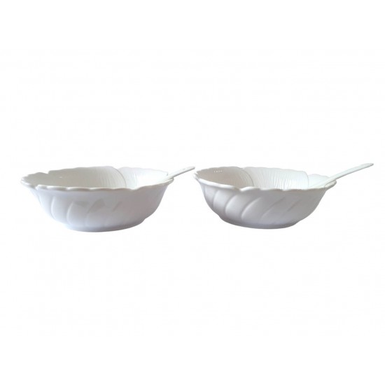 Set 2 Boluri cu Lingurite, Alb, 15 cm, 219G