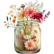 Sticker decorativ, Borcan cu Flori, Multicolor, 69 cm, 1265STK-4