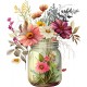 Sticker decorativ, Borcan cu Flori, Multicolor, 70 cm, 1265STK-2