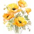 Sticker decorativ, Buchet de Flori Maci, Galben, 69 cm, 1350STK-6