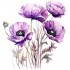 Sticker decorativ, Buchet de Flori Maci, Mov, 65 cm, 1350STK-2
