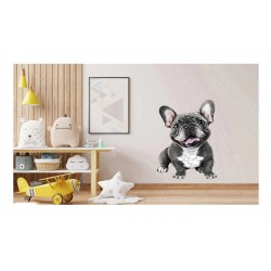 Sticker decorativ, Caine French Bulldog, Negru, 85 cm, 1203STK-1