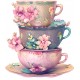 Sticker decorativ, Cesti Cafea, Roz, 68 cm, 1235STK