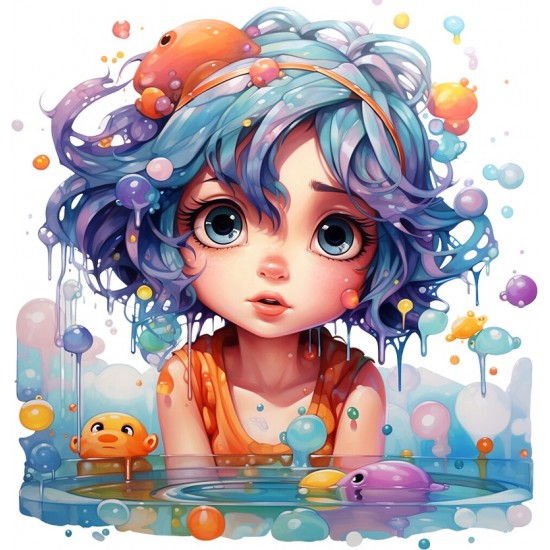 Sticker decorativ, Culori Pastelate, Fata, Turcoaz, 62 cm, 1347STK-8