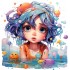 Sticker decorativ, Culori Pastelate, Fata, Turcoaz, 62 cm, 1347STK-8