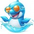 Sticker decorativ, Delfin, Albastru, 60 cm, 1352STK-6