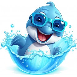 Sticker decorativ, Delfin, Albastru, 62 cm, 1352STK-4