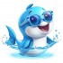 Sticker decorativ, Delfin, Albastru, 64 cm, 1352STK-1
