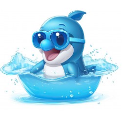 Sticker decorativ, Delfin, Albastru, 72 cm, 1352STK-3