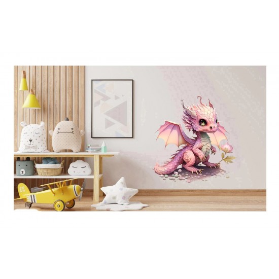 Sticker decorativ, Dragon, Roz, 60 cm, 1262STK-5