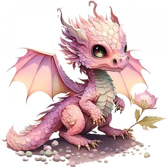 Sticker decorativ, Dragon, Roz, 60 cm, 1262STK-5
